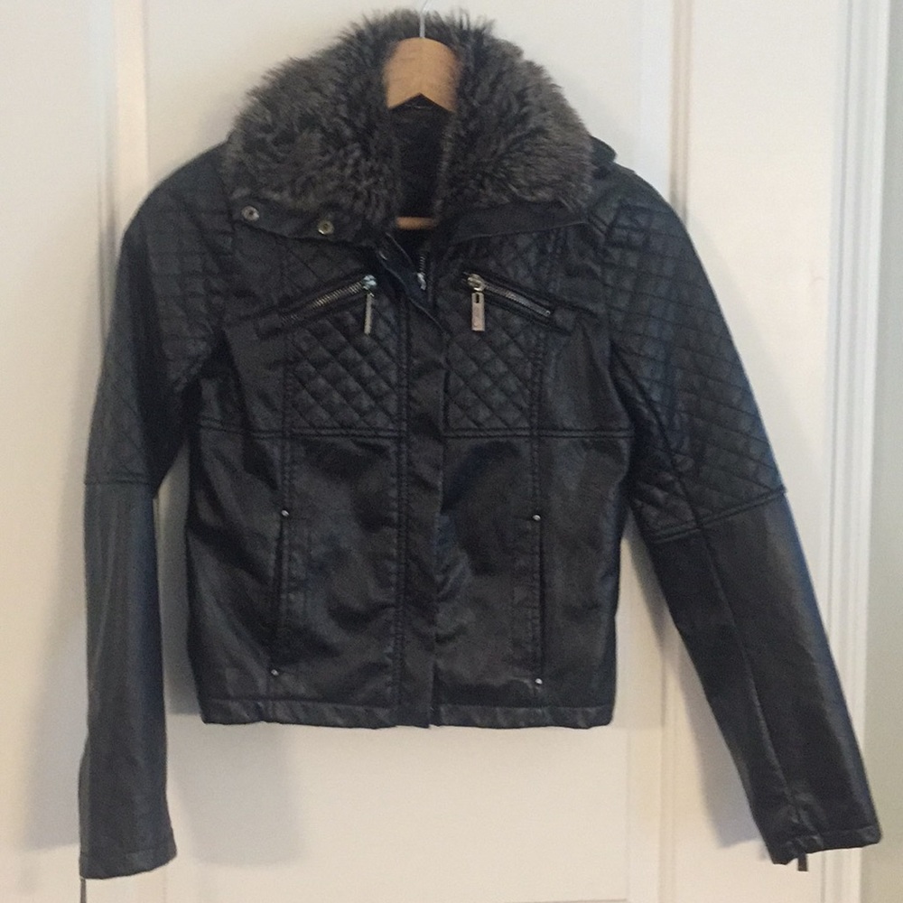 SALE❗️Kids jacket, faux leather & faux collar.